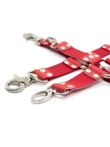 صليب أحمر Hobble للعبودية BDSM من مادة PVC الحمراء