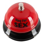 Empfangsklingel Ozzé rot mit Aufschrift 'Ring for Sex'.