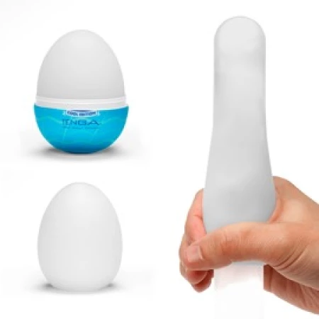 Tenga Egg Wavy II Cool Edition compact masturbator with wave-shaped internal structure