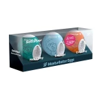 Trois masturbateurs Satisfyer Eggcited avec différentes structures internes
