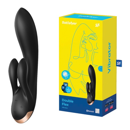 Image of the Satisfyer Double Flex Bluetooth vibrator offering triple stimulation