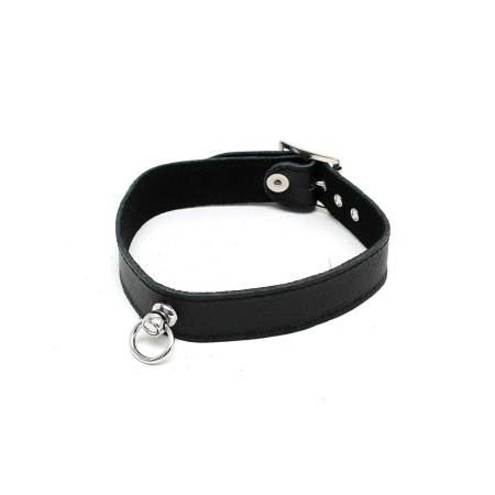 BDSM-Halsband aus schwarzem Leder Rimba Größe M/L