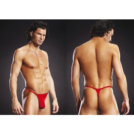 Image of the Vibrant Red Thong - Blue Line, sexy and comfortable male underwear