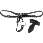 Adjustable thong with penis ring and anal plug from Bad Kitty