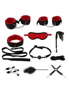 Immagine del set BDSM da 11 pezzi di Power Escorts in nero/rosso