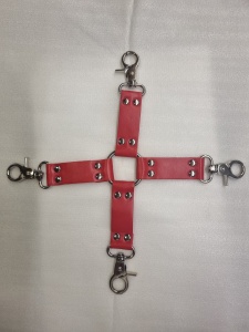 Red PVC Bondage Cross for BDSM Bondage