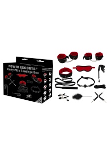 Image of the 11-piece BDSM set by Power Escorts in black/red