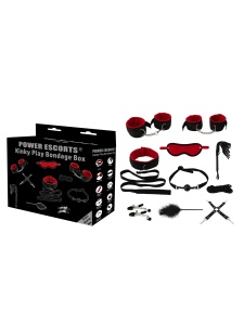 Immagine del set BDSM da 11 pezzi di Power Escorts in nero/rosso