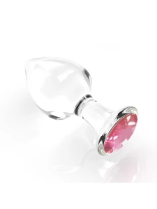 Image of Plug Anal en Verre Strass Rose Taille L by Glas