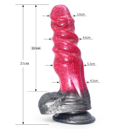 Realistic Pinkalien silicone dildo, red