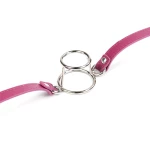 Bavaglio bondage a doppio anello BDSM in ecopelle rosa