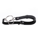 Image of the Black Faux Leather Double Ring Deep Throat Gag