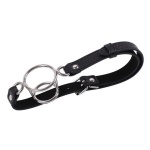 Image of the Black Faux Leather Double Ring Deep Throat Gag