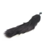 Image of the Anal Plug Black Fox Tail L with bushy faux fur tail