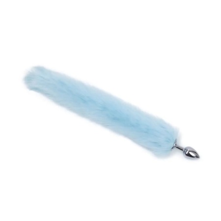 Immagine del plug anale a coda di volpe in acciaio azzurro L