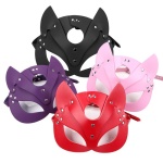 Masque de Chat Mi-Visage pour Cosplay en faux cuir
