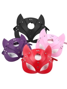 Masque de Chat Mi-Visage pour Cosplay en faux cuir