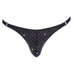 Image of the Svenjoyment black thong with rhinestones, sexy and glamorous lingerie