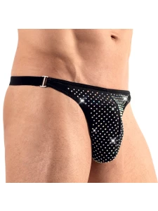 Image of the Svenjoyment black thong with rhinestones, sexy and glamorous lingerie