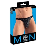 Image of the Svenjoyment black thong with rhinestones, sexy and glamorous lingerie