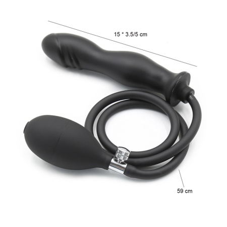 Sextoy anal innovant, Gode Gonflable Noir en latex naturel