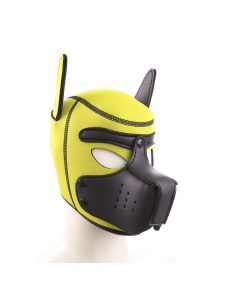 Image of the Yellow/Black Neoprene Dog Hood by KinkyPuppy