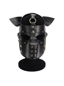 Black Leather Dog Mask for BDSM