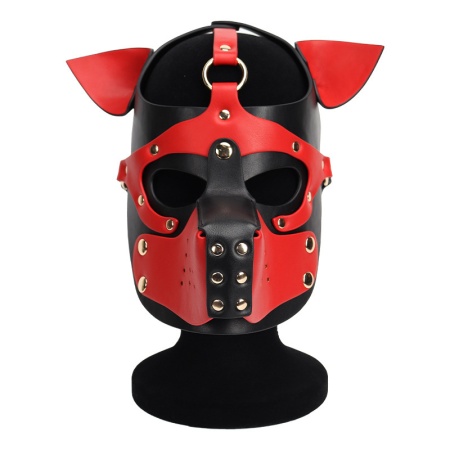 Image du Masque de Chien Rouge/Noir Luxueux pour BDSM