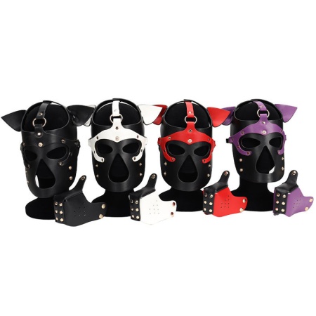Schwarze Leder-Hundemaske für BDSM