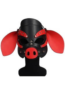 BDSM Schweinchenmaske Schwarz/Rot - Kinky Puppy