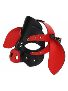 Maschera da maiale BDSM nera/rossa - Kinky Puppy