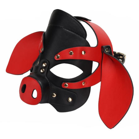 Masque de Cochon BDSM Noir/Rouge - Kinky Puppy