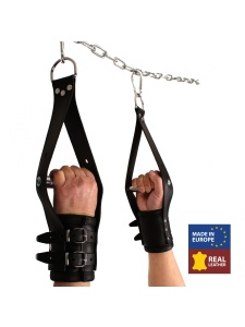 Deluxe hanging leather handcuffs - The Red