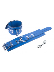 The Red Blue Leather Handcuffs for BDSM Games