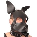 Image of the PUPPY Black Leather Dog Mask - The Red
