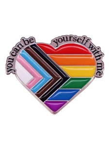 Image of the LGBTQ+ Rainbow Heart pin in metal