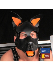 Image of PUPPY Orange leather dog mask