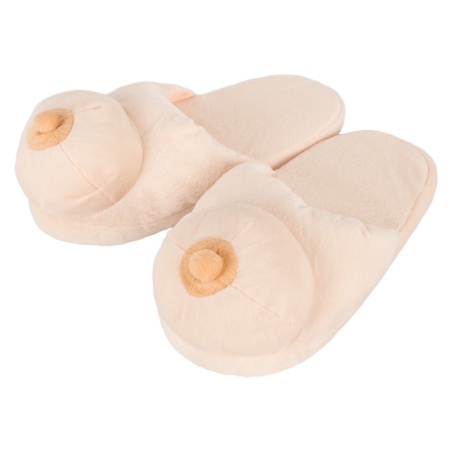 Plush boob slippers, flesh colour