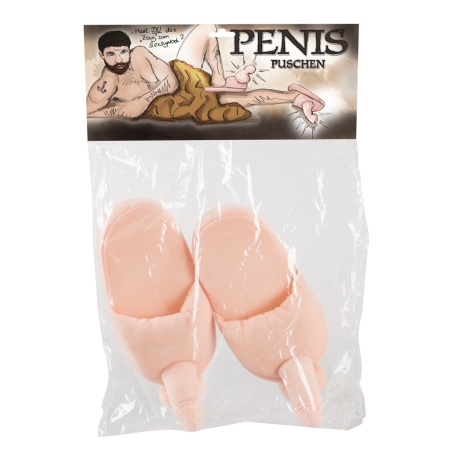 Pantoufles drôles en forme de pénis en matière douce et pelucheuse