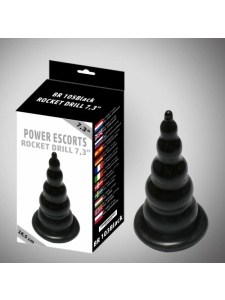 18,5 cm di silicone nero Rocket Drill Power Escorts plug