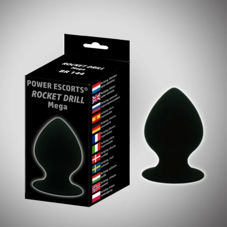 Power Escorts Mega Silicone Anal Plug in black silicone