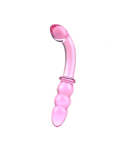Image of the Mea Pink Hygienic Curved Glass Dildo