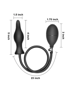 Inflatable Anal/Vaginal Silicone Plug Black Mea