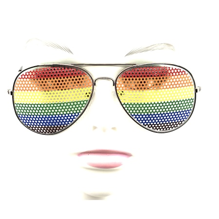 Aviator sunglasses in rainbow colours, symbol of LGBT pride