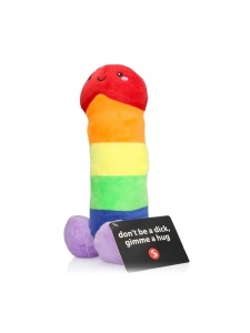 Immagine del peluche pene arcobaleno da 30 cm, ideale per un regalo umoristico
