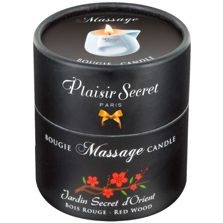 Immagine di una candela da massaggio in legno rosso di Plaisir Secret