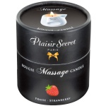 Bougie de massage rouge avec parfum de fraise de la marque Plaisir Secret