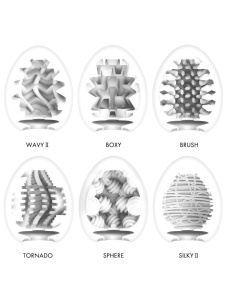 Pack of 6 Tenga Egg Masturbators with different textures