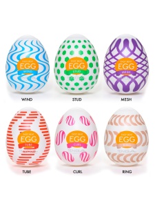 Pack of 6 Tenga Egg Wonder masturbators with different internal textures