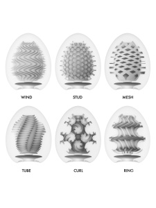Confezione da 6 masturbatori Tenga Egg Wonder con diverse texture interne